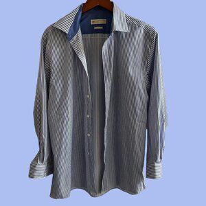 Michael Kors Dress Shirt Adult Blue Striped‎ Button Down Non Iron Easy Care
